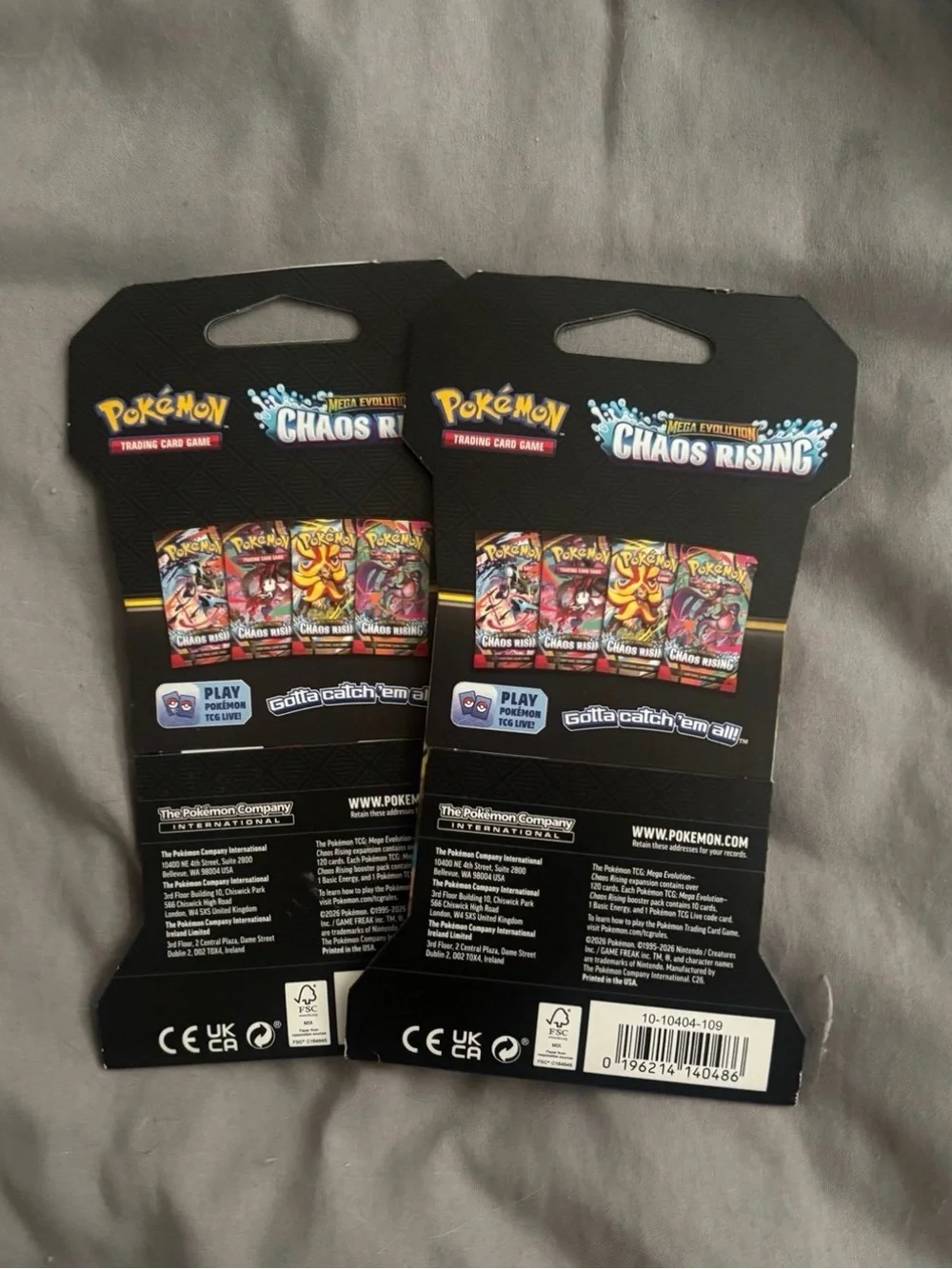 Pokemon mega evolution chaos rising sleeved booster pack lot of 2